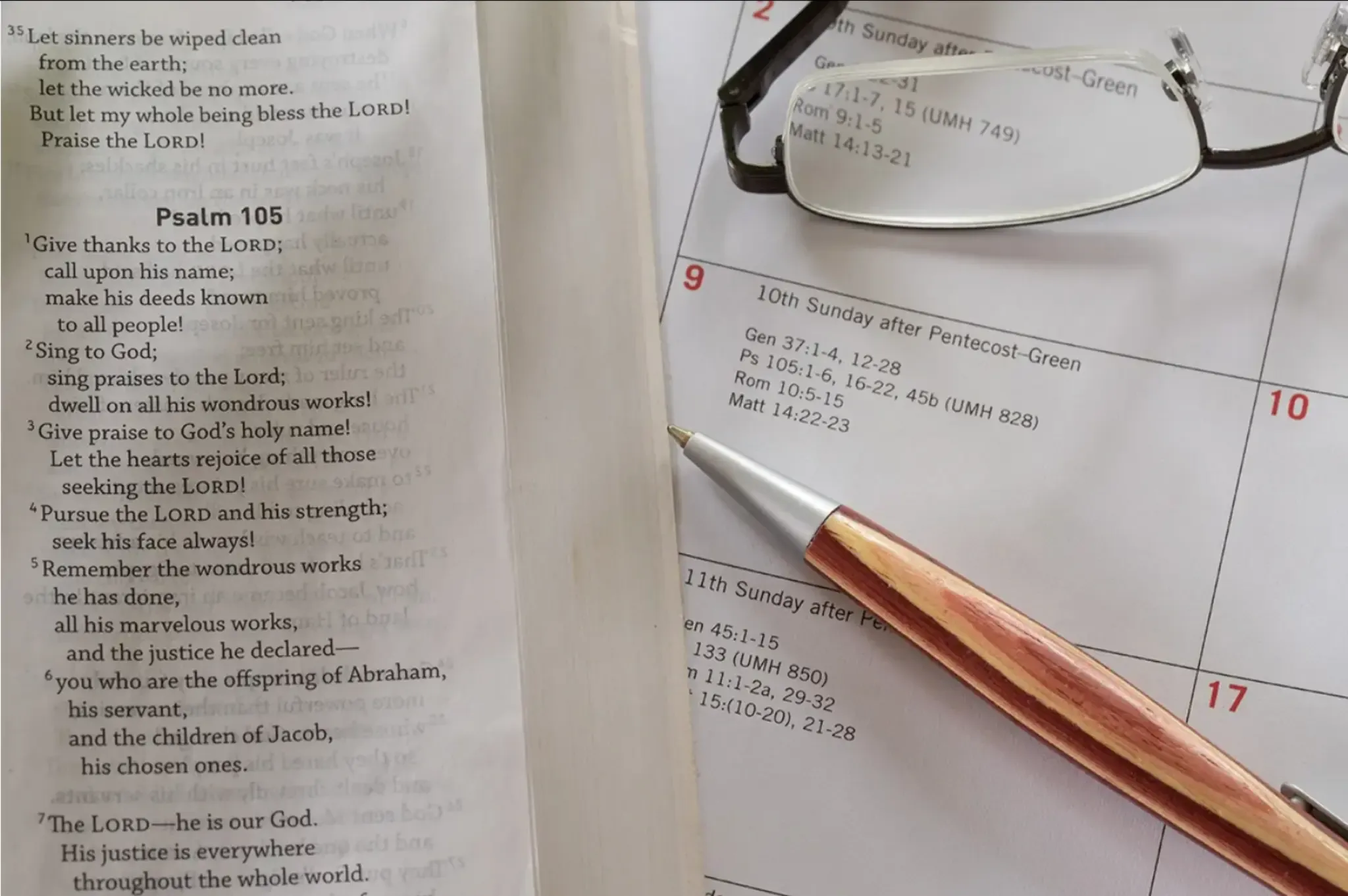 Salmo 105 y calendario